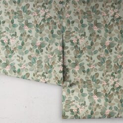 Eucalyptus Wallpaper • Eloise Short • Vintage Floral Wallpaper • Granny Chic Wallpaper • Grandmillennial Style Wallpaper • Pale Green • Rolls