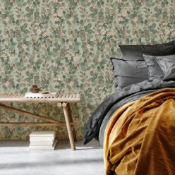 Eucalyptus Wallpaper • Eloise Short • Vintage Floral Wallpaper • Granny Chic Wallpaper • Grandmillennial Style Wallpaper • Pale Green • Insitu