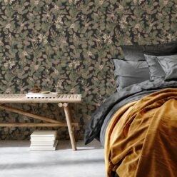 Eucalyptus Wallpaper • Eloise Short • Vintage Floral Wallpaper • Granny Chic Wallpaper • Grandmillennial Style Wallpaper • Pebble • Insitu