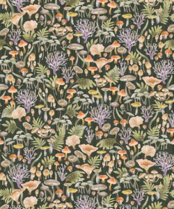 Fungi Wallpaper - Eloise Short - Vintage Floral Wallpaper - Carta da parati Granny Chic - Carta da parati in stile Grandmillennial - Olive - Campionario