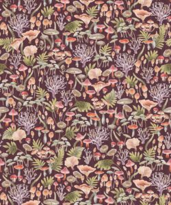 Fungi Wallpaper - Eloise Short - Vintage Floral Wallpaper - Carta da parati Granny Chic - Carta da parati in stile Grandmillennial - Wine - Swatch
