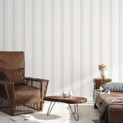Coquille Wallpaper • Stripe and Scallop Wallpaper • Beige • Insitu