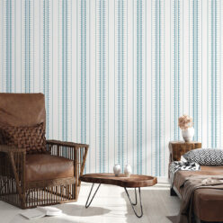 Coquille Wallpaper • Stripe and Scallop Wallpaper • Powder Blue • Insitu