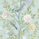 Chinoiserie Wallpaper - Blumentapete - Vogeltapete - Magnolie - Aqua - Swatch