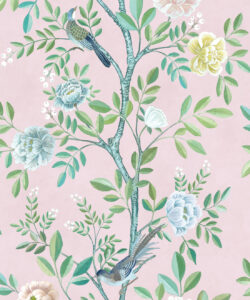 Chinoiserie Wallpaper - Papier peint floral - Papier peint oiseaux - Magnolia - Blush - Swatch