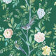 Chinoiserie Wallpaper - Carta da parati floreale - Carta da parati con uccelli - Magnolia - Emerald Green  - Campionario