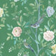 Chinoiserie Wallpaper - Carta da parati floreale - Carta da parati uccelli - Magnolia - Foresta Green - Campionario