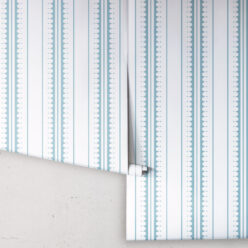 Coquille Wallpaper • Stripe and Scallop Wallpaper • Powder Blue • Rolls