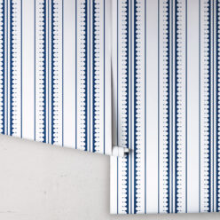 Coquille Wallpaper • Stripe and Scallop Wallpaper • Royal Blue • Rolls