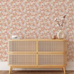 Flannel Flowers Wallpaper • Burnt Orange • Insitu