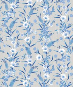 Bottlebrush Wallpaper - Carta da parati Grandmillenial - Blu Neutral - Campionario