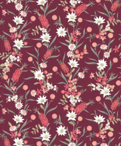 Bottlebrush Wallpaper - Carta da parati Grandmillenial - Maroon - Swatch