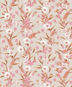 Bottlebrush Wallpaper - Carta da parati Grandmillenial - Rosa Neutral - Campionario