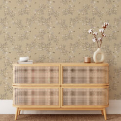 Bee Blossom Wallpaper • Hackney & Co. • Honey • Insitu