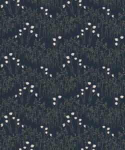 Cotton Grass Wallpaper - Hackney & Co. - Blu indiano - Campione