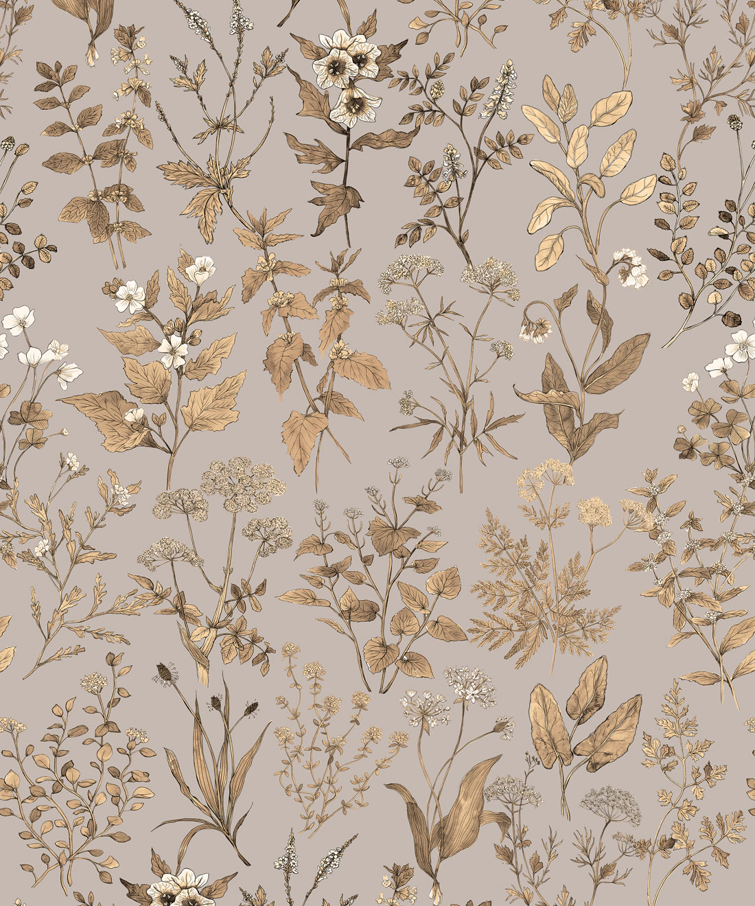 Herb Antique Wallpaper • Hackney & Co. • Grey • Swatch