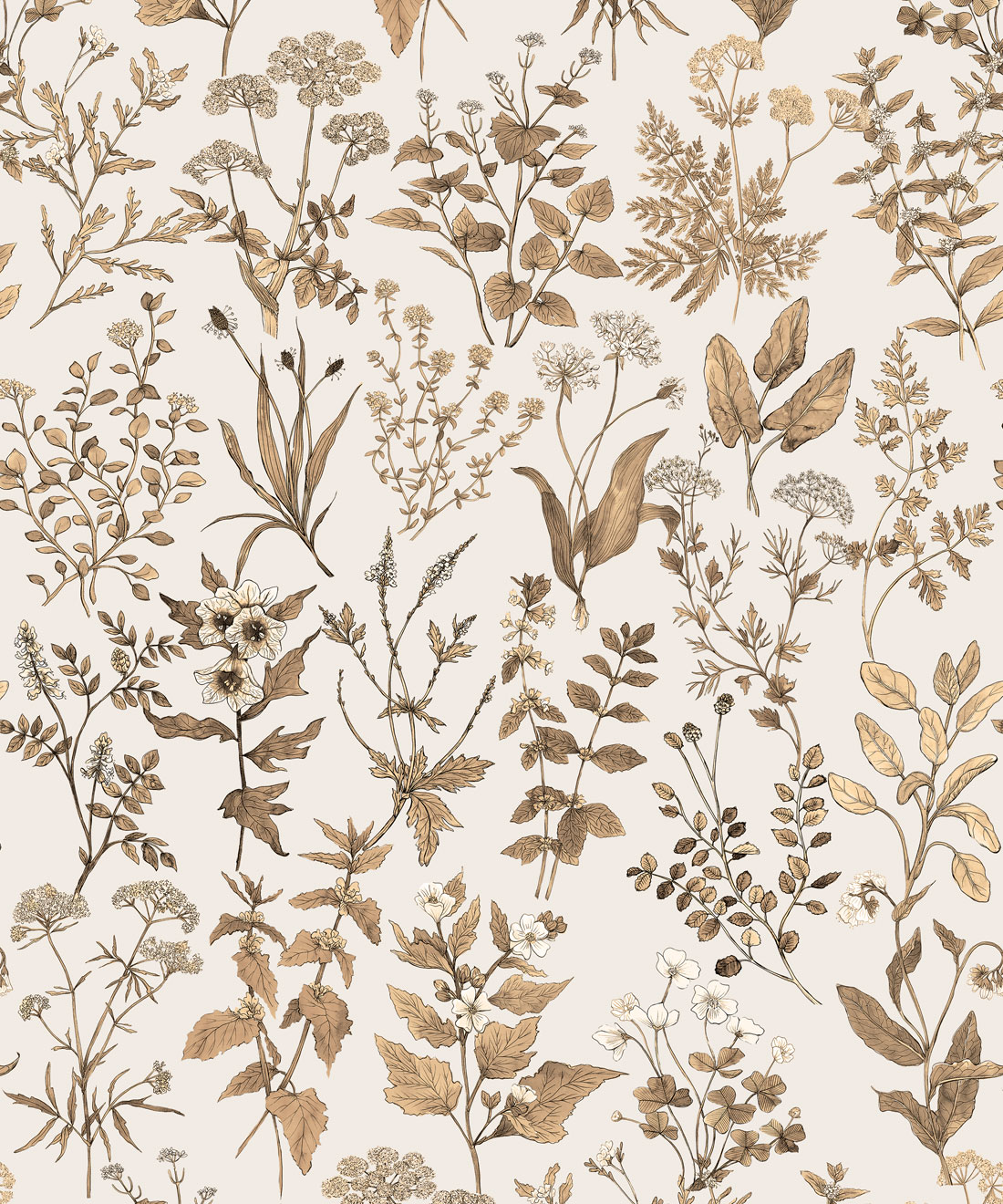 Herb Antique Wallpaper • Hackney & Co. • Stone • Swatch