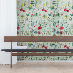 Jolie Wallpaper • Floral Wallpaper • Mint • Insitu