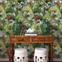 Copacabana Wallpaper • Tropical Bird Wallpaper • Canvas • Insitu