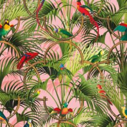 Copacabana Wallpaper • Tropical Bird Wallpaper • Coral • Swatch