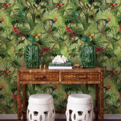 Copacabana Wallpaper • Tropical Bird Wallpaper • Greenery • Insitu