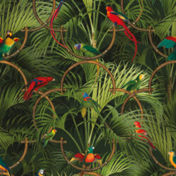 Copacabana Wallpaper • Tropical Bird Wallpaper • Night • Swatch