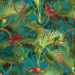 Copacabana Wallpaper • Tropical Bird Wallpaper • Oxford Blue • Swatch