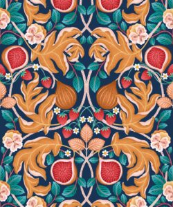 Figs & Strawberries Wallpaper - Carta da parati Botanical Fruit - Imperial - Campionario