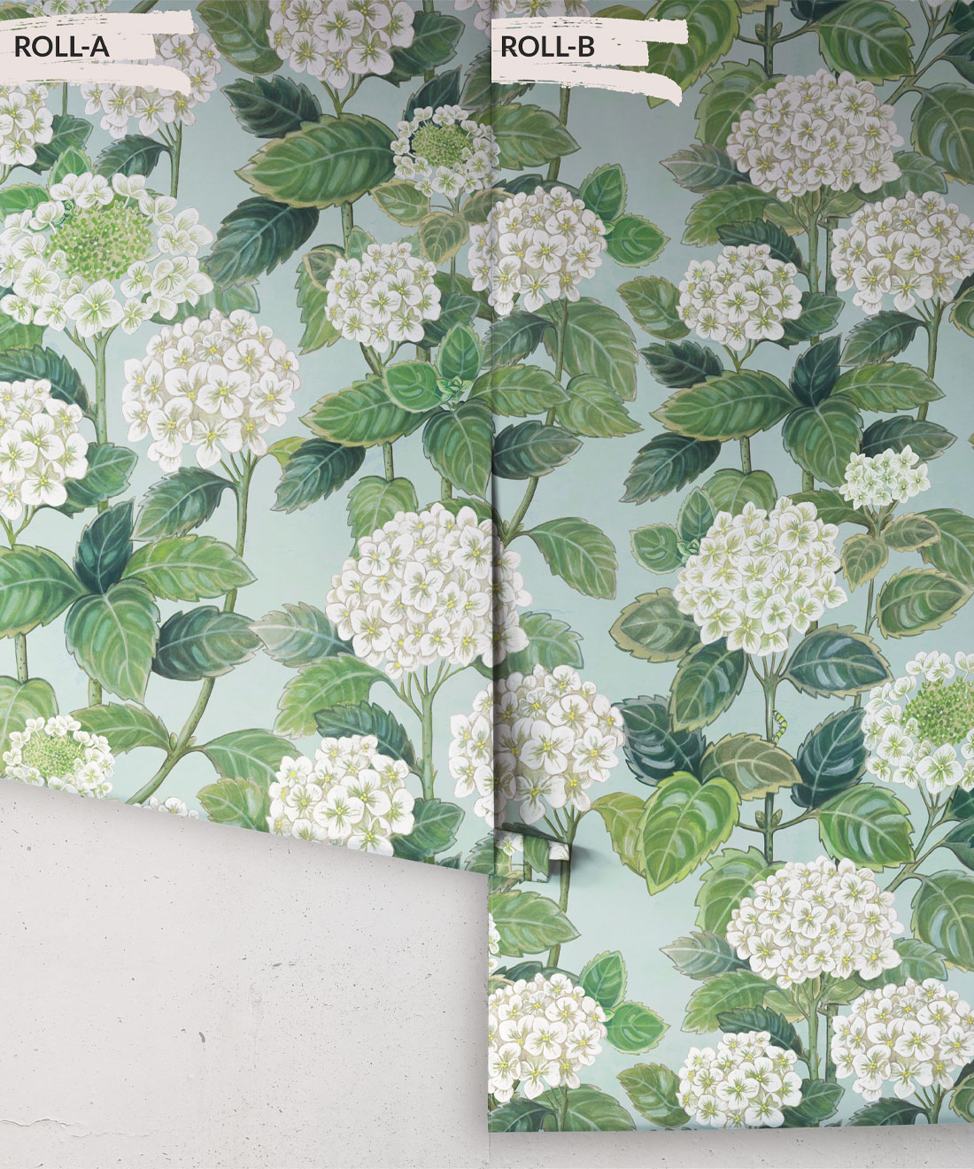 Hydrangea Garden Wallpaper • Blue & White • Rolls