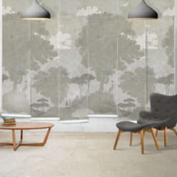 Tuscan Landscape Mural • Italian Wallpaper • Tree Wallpaper • Silhouette Wallpaper • Beige • Panels
