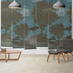 Tuscan Landscape Mural • Italian Wallpaper • Tree Wallpaper • Silhouette Wallpaper • Caramel • Panels