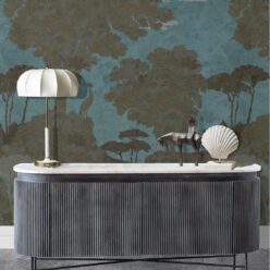 Tuscan Landscape Mural • Italian Wallpaper • Tree Wallpaper • Silhouette Wallpaper • Caramel • Insitu