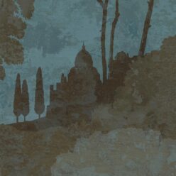 Tuscan Landscape Mural • Italian Wallpaper • Tree Wallpaper • Silhouette Wallpaper • Caramel • Swatch