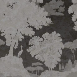Tuscan Landscape Mural • Italian Wallpaper • Tree Wallpaper • Silhouette Wallpaper • Charcoal • Swatch