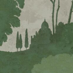 Tuscan Landscape Mural • Italian Wallpaper • Tree Wallpaper • Silhouette Wallpaper • Green • Swatch