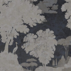 Tuscan Landscape Mural • Italian Wallpaper • Tree Wallpaper • Silhouette Wallpaper • Navy • Swatch