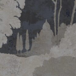Tuscan Landscape Mural • Italian Wallpaper • Tree Wallpaper • Silhouette Wallpaper • Navy • Swatch