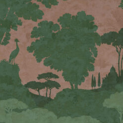 Tuscan Landscape Mural • Italian Wallpaper • Tree Wallpaper • Silhouette Wallpaper • Terracotta • Swatch