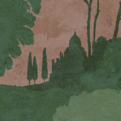 Tuscan Landscape Mural • Italian Wallpaper • Tree Wallpaper • Silhouette Wallpaper • Terracotta • Swatch