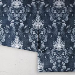 Oceania Damask Wallpaper • Sea Life Wallpaper with Seahorses, Starfish, Jellyfish • Iryna Ruggeri • Blue • Rolls