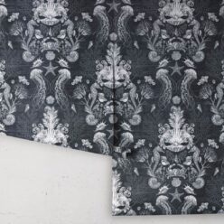 Oceania Damask Wallpaper • Sea Life Wallpaper with Seahorses, Starfish, Jellyfish • Iryna Ruggeri • Grey • Rolls