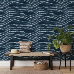 Vista Wallpaper • Shibori • Indigo Reversed • Insitu