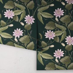 Passiflora Wallpaper • Dark Green • Rolls