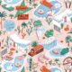 Pool Party Wallpaper - Jacqueline Colley - Coral - Swatch
