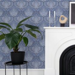 Baroque Fusion Wallpaper • Ornate Luxurious • Blue • Insitu