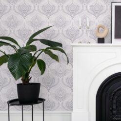 Baroque Fusion Wallpaper • Ornate Luxurious • Grey Reverse • Insitu
