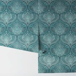 Baroque Fusion Wallpaper • Ornate Luxurious • Teal • Rolls