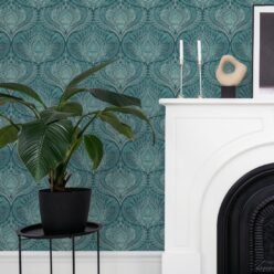 Baroque Fusion Wallpaper • Ornate Luxurious • Teal • Insitu