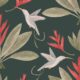 Hummingbirds & Heliconias Wallpaper - Allira Tee - Papier peint oiseaux - Forest Green - Swatch