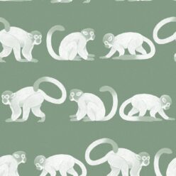 Squirrel Monkeys Wallpaper • Green • Swatch